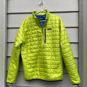 Patagonia Puffer Half-Zip Pullover, Men’s Large, Neon Green